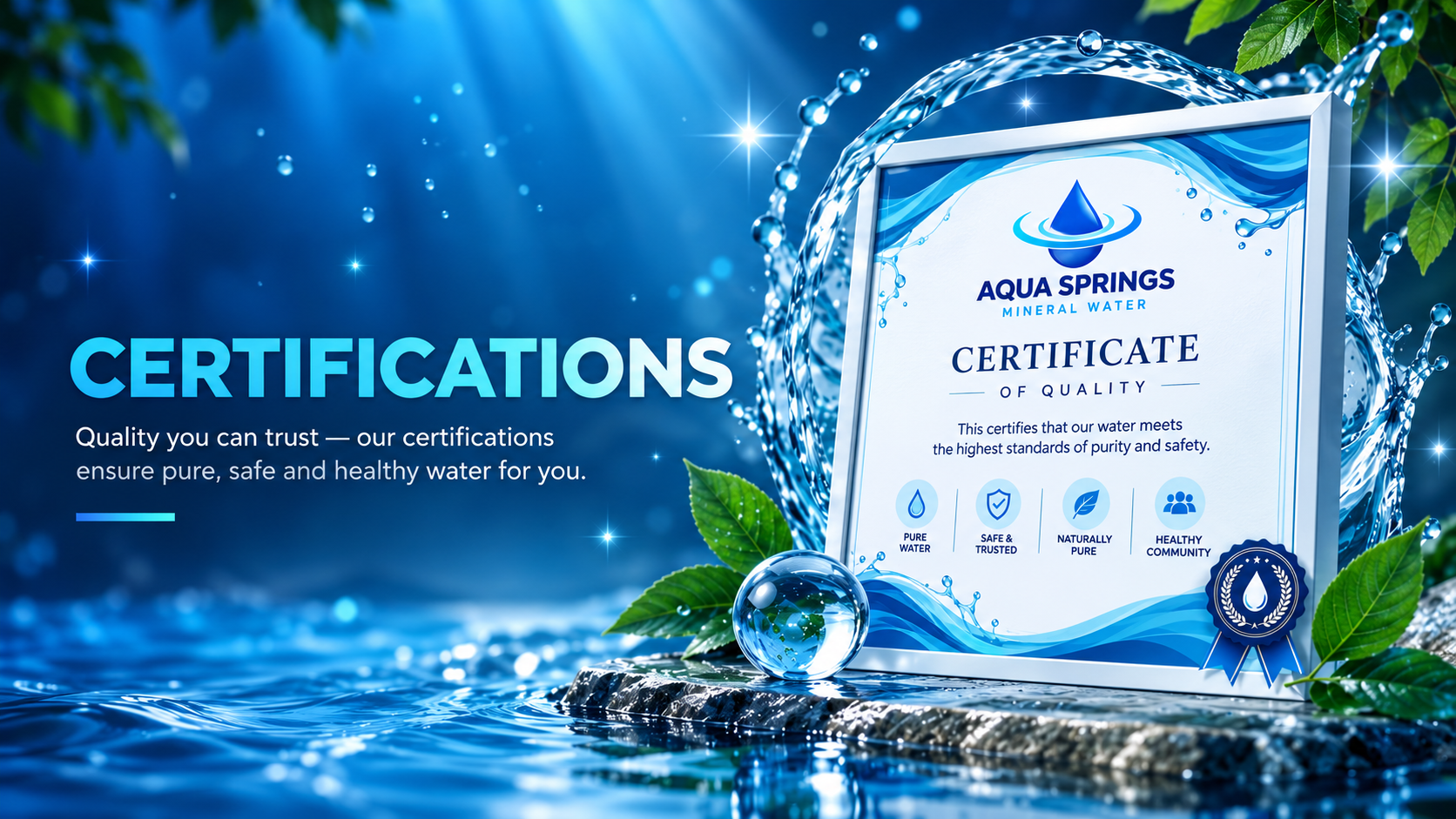 Aqua Springs certifications and quality assurance